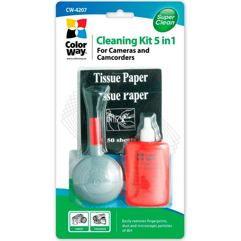 Cleaning set 5 in 1 blower brush, cleaning liquid, microfiber, tissue